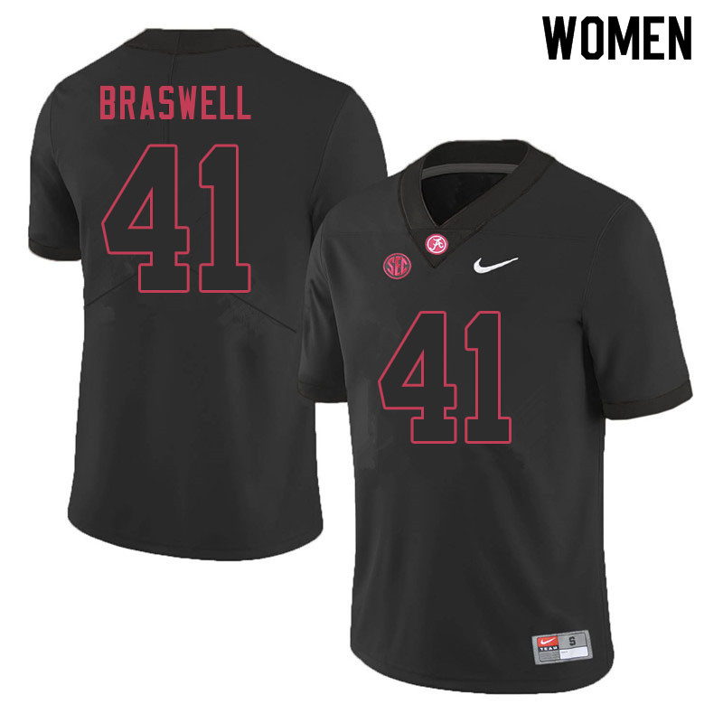 Alabama Crimson Tide Women's Chris Braswell #41 Black NCAA Nike Authentic Stitched 2020 College Football Jersey KJ16Z83QR